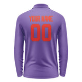 Custom Light Purple Orange Red Long Sleeve Polo Shirt