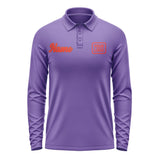 Custom Light Purple Orange Red Long Sleeve Polo Shirt