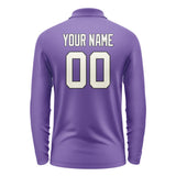 Custom Light Purple Cream Long Sleeve Polo Shirt