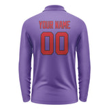 Custom Light Purple Red Long Sleeve Polo Shirt