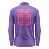 Custom Light Purple Pink Long Sleeve Polo Shirt