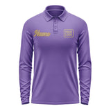 Custom Light Purple Light Khaki Long Sleeve Polo Shirt