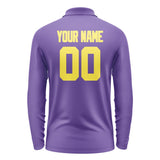 Custom Light Purple Light Yellow Long Sleeve Polo Shirt
