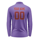 Custom Light Purple Crimson Red Long Sleeve Polo Shirt