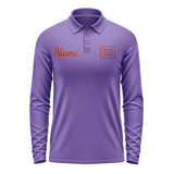 Custom Light Purple Crimson Red Long Sleeve Polo Shirt