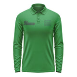 Custom Emerald Green Green Long Sleeve Polo Shirt