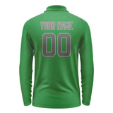 Custom Emerald Green Dark Grey Long Sleeve Polo Shirt