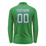 Custom Emerald Green Light Blue Long Sleeve Polo Shirt