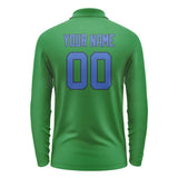 Custom Emerald Green Sky Blue Long Sleeve Polo Shirt