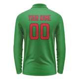 Custom Emerald Green Red Long Sleeve Polo Shirt