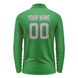 Custom Emerald Green Gray Long Sleeve Polo Shirt