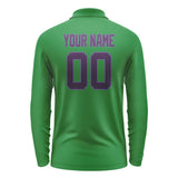 Custom Emerald Green Purple Long Sleeve Polo Shirt