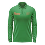 Custom Emerald Green Khaki Long Sleeve Polo Shirt