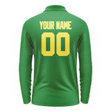 Custom Emerald Green Light Yellow Long Sleeve Polo Shirt