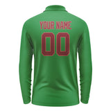 Custom Emerald Green Crimson Red Long Sleeve Polo Shirt