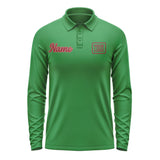 Custom Emerald Green Crimson Red Long Sleeve Polo Shirt