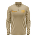 Custom Light Khaki Yellow Long Sleeve Polo Shirt