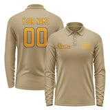Custom Light Khaki Yellow Long Sleeve Polo Shirt