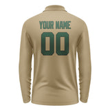 Custom Light Khaki Green Long Sleeve Polo Shirt