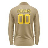 Custom Light Khaki Gold Long Sleeve Polo Shirt