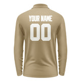 Custom Light Khaki White Long Sleeve Polo Shirt