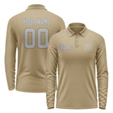 Custom Light Khaki Gray Long Sleeve Polo Shirt