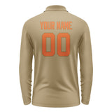 Custom Light Khaki Orange Long Sleeve Polo Shirt