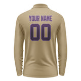 Custom Light Khaki Purple Long Sleeve Polo Shirt