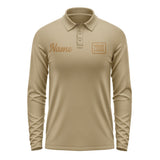 Custom Light Khaki Khaki Long Sleeve Polo Shirt