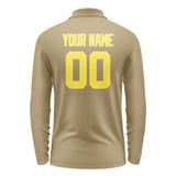 Custom Light Khaki Light Yellow Long Sleeve Polo Shirt