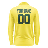 Custom Light Yellow Green Long Sleeve Polo Shirt