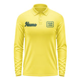 Custom Light Yellow Green Long Sleeve Polo Shirt