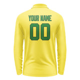 Custom Light Yellow Emerald Green Long Sleeve Polo Shirt