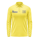 Custom Light Yellow Dark Grey Long Sleeve Polo Shirt