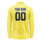 Custom Light Yellow Navy Long Sleeve Polo Shirt