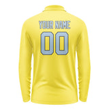 Custom Light Yellow Light Blue Long Sleeve Polo Shirt