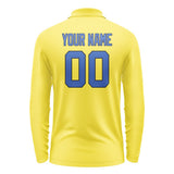 Custom Light Yellow Sky Blue Long Sleeve Polo Shirt