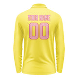 Custom Light Yellow Light Pink Long Sleeve Polo Shirt