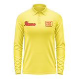 Custom Light Yellow Orange Red Long Sleeve Polo Shirt