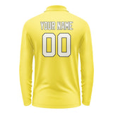 Custom Light Yellow Cream Long Sleeve Polo Shirt