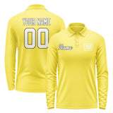 Custom Light Yellow Cream Long Sleeve Polo Shirt