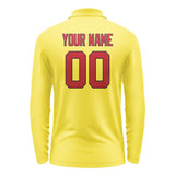 Custom Light Yellow Red Long Sleeve Polo Shirt
