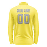 Custom Light Yellow Gray Long Sleeve Polo Shirt