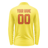 Custom Light Yellow Orange Long Sleeve Polo Shirt