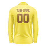 Custom Light Yellow Khaki Long Sleeve Polo Shirt