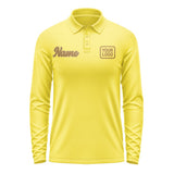 Custom Light Yellow Khaki Long Sleeve Polo Shirt