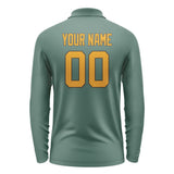 Custom Blue Green Yellow Long Sleeve Polo Shirt