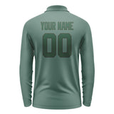 Custom Blue Green Green Long Sleeve Polo Shirt