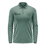 Custom Blue Green Green Long Sleeve Polo Shirt