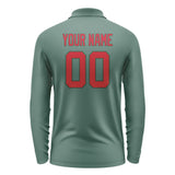 Custom Blue Green Red Long Sleeve Polo Shirt
